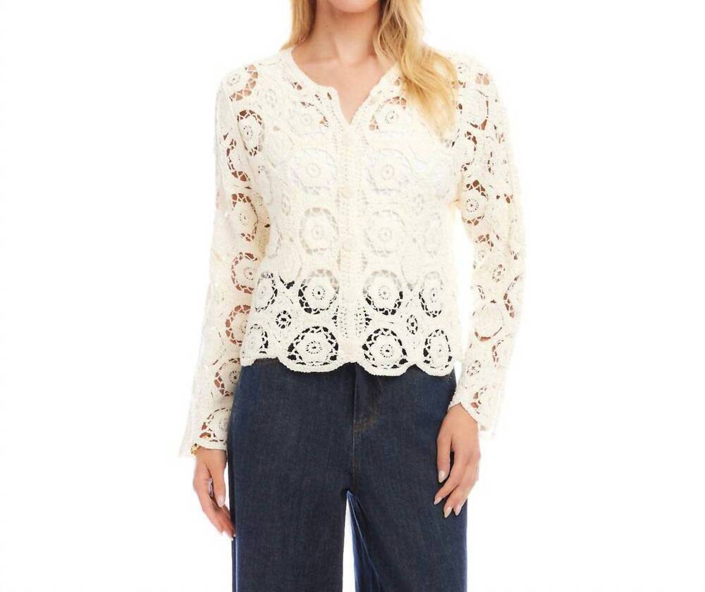 NEW KAREN KANE crochet soft jacket in cream